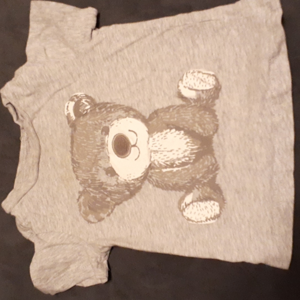 First impressions play gray teddy bear shirt with actual furry nose 🤗❤🤗6/9 M
